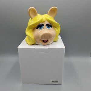 Muppets Miss Piggy Coin Bank Disney Ceramic Money Box Head Shaped Blonde Pig NIB